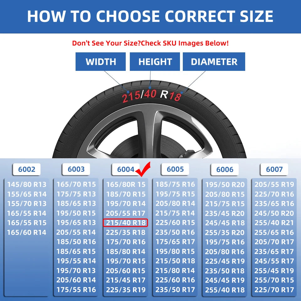 How to choose the correct snow sock size by tire size