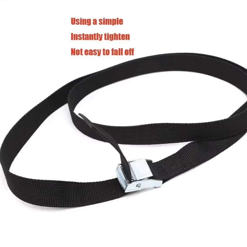 Black strap with buckle, quick to tighten