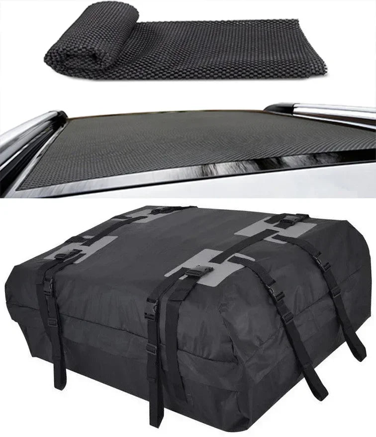 Waterproof Rooftop Cargo Bag, 15 cu ft 600D Oxford Roof Carrier for SUVs, Cars and RVs, Bag Only, Grip Mat or Bag and Mat Set