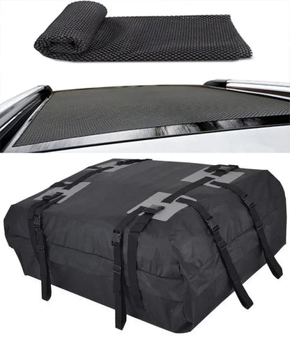 Waterproof Rooftop Cargo Bag, 15 cu ft 600D Oxford Roof Carrier for SUVs, Cars and RVs, Bag Only, Grip Mat or Bag and Mat Set