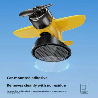 Solar Powered Airplane Dashboard Ornament, Light Activated Spinning Propeller, Vintage Aviator Car Decor, No Batteries Needed