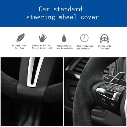 Steering Wheel Cover for Honda Civic 2022 (11th Gen), DIY Hand-Sew Suede Leather Wrap, 9 Stitching Colors