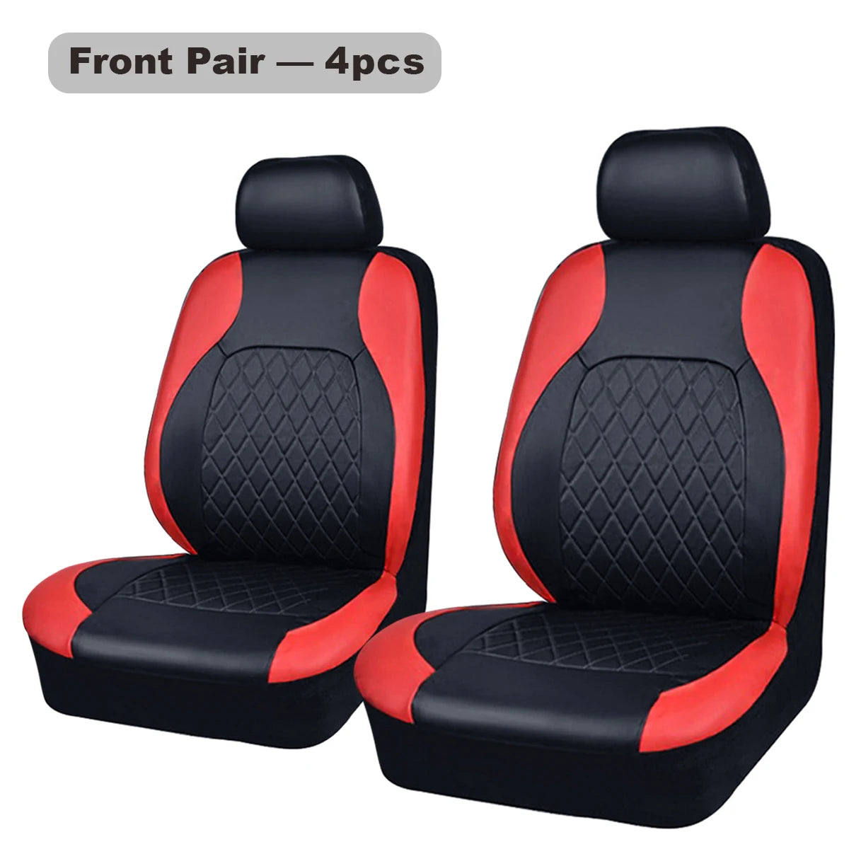 Quilted PU Leather Car Seat Covers, Front Pair or Full 5 Seat Set, Universal Fit for Cars, SUVs and Pickup Trucks, 4 Colors