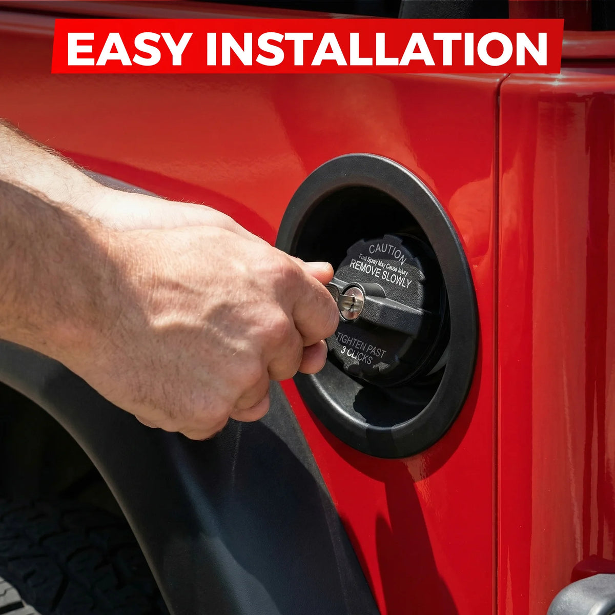 Locking Gas Cap with Keys for Jeep Wrangler TJ and YJ, Cherokee and Grand Cherokee, Black Replacement Fuel Tank Cap