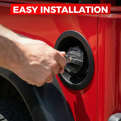 Locking Gas Cap with Keys for Jeep Wrangler TJ and YJ, Cherokee and Grand Cherokee, Black Replacement Fuel Tank Cap