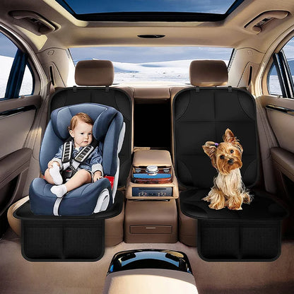 Child Car Seat Protector Mat for Tesla Model 3 and Model Y 2019-2026, Non-Slip Oxford and Faux Leather Back Seat Pad, 0.5 in (12 mm) Thick