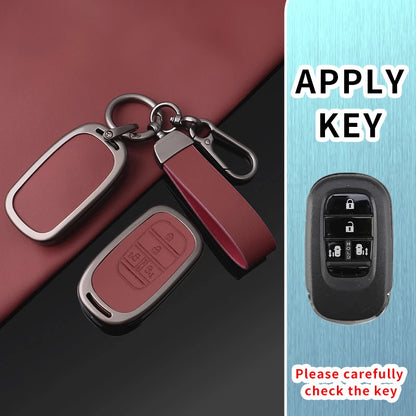 Key Fob Cover for Honda Smart Keys, Red Leather Case for Civic, Stepwagon, Vezel and Odyssey, 2 or 3-Piece Set