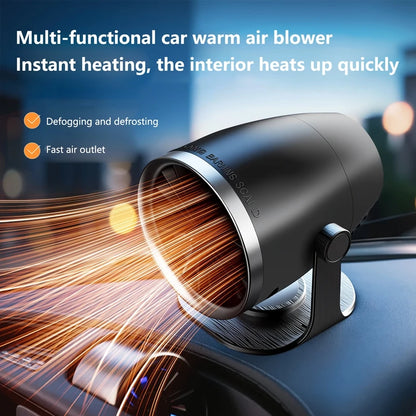3 in 1 Car Heater and Fan, 12V or 24V 120W Windshield Defroster and Defogger with Adhesive Base, Black or Brown