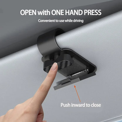 Car Sun Visor Sunglasses Clip — Adjustable Glasses & Card Holder