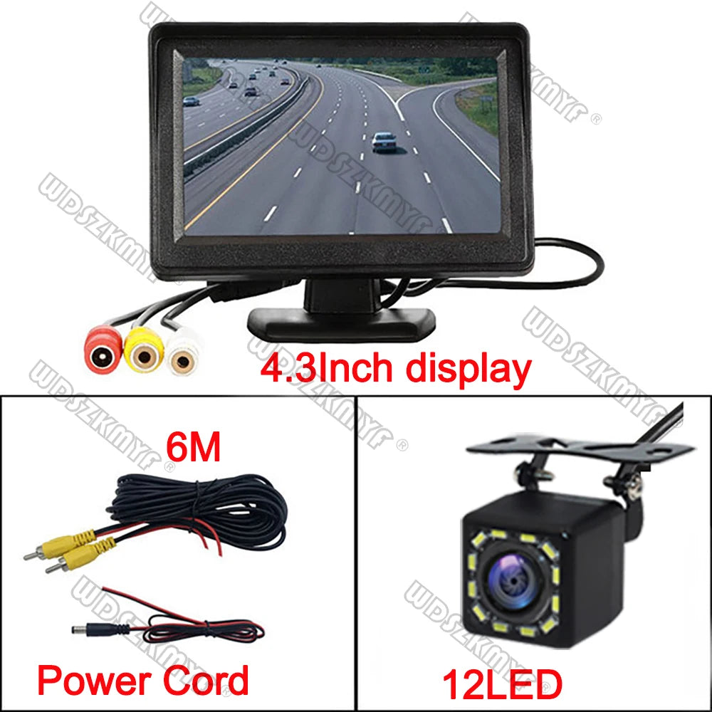 4.3 inch monitor with 12 LED camera, video cable and power cord