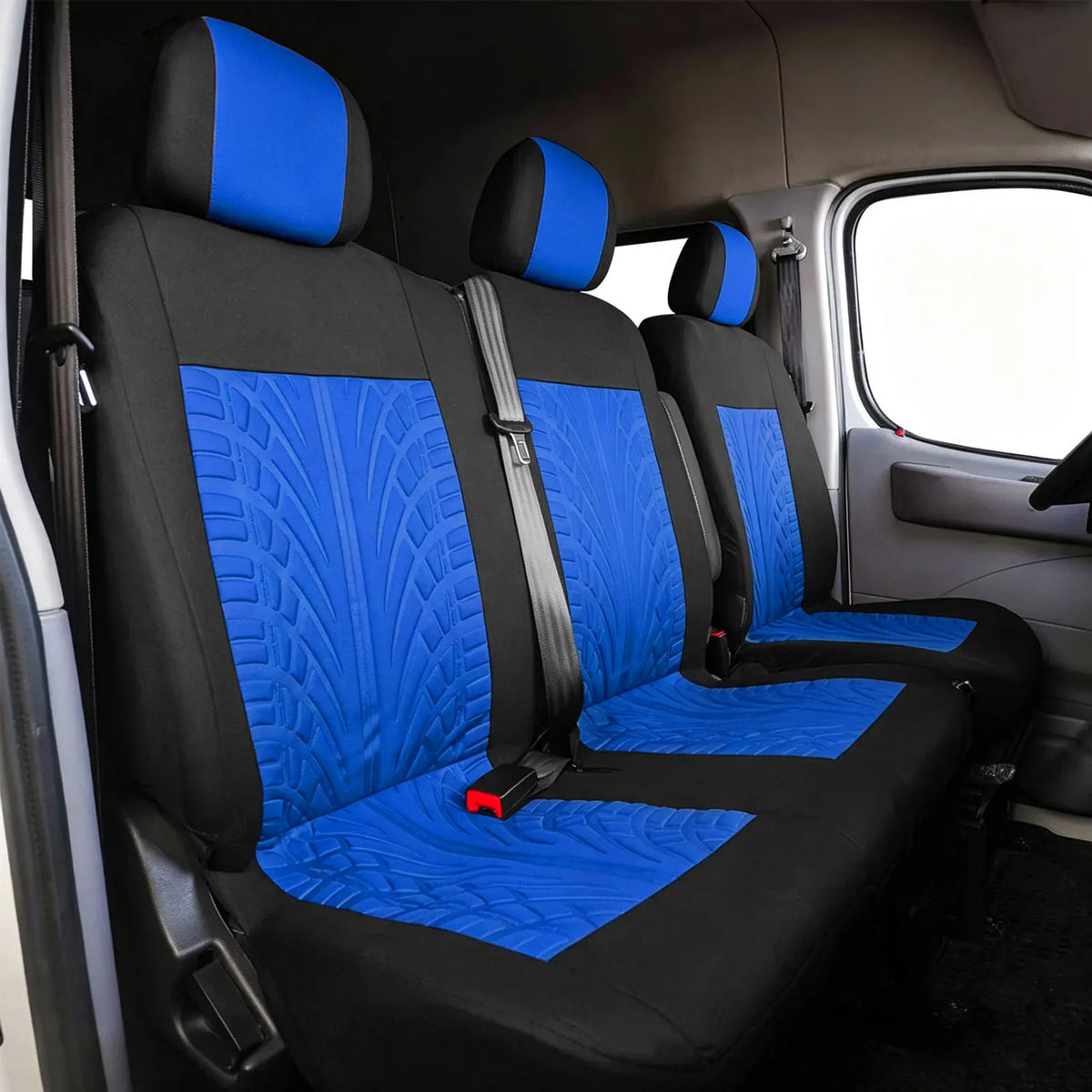 Van and Truck Seat Covers, 1+2 Front Row Set with Tire Tread Pattern, Polyester Fabric for Driver Seat and Double Bench, 5 Colors