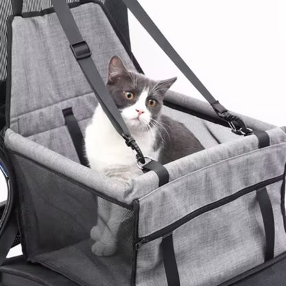 Foldable Pet Car Seat Basket and Travel Bag for Dogs and Cats, Stable Structure, Polyester, 9 Color Options