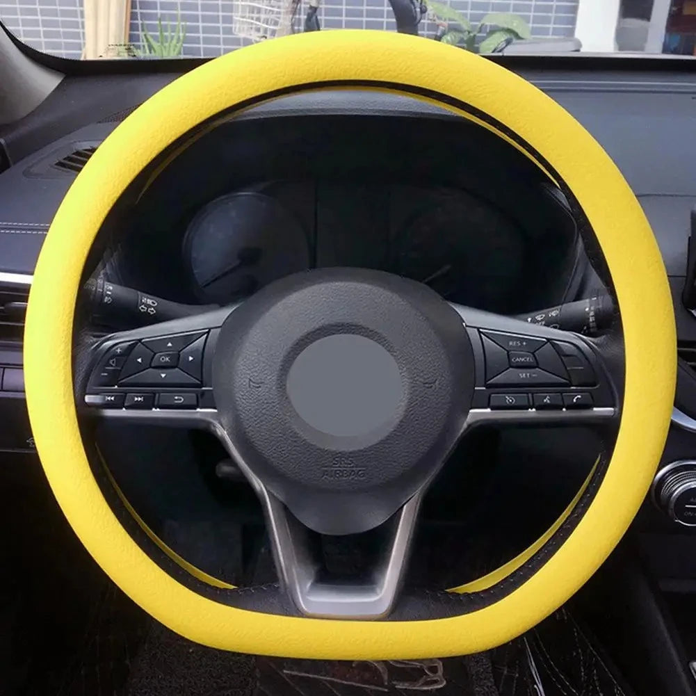Yellow silicone steering wheel cover