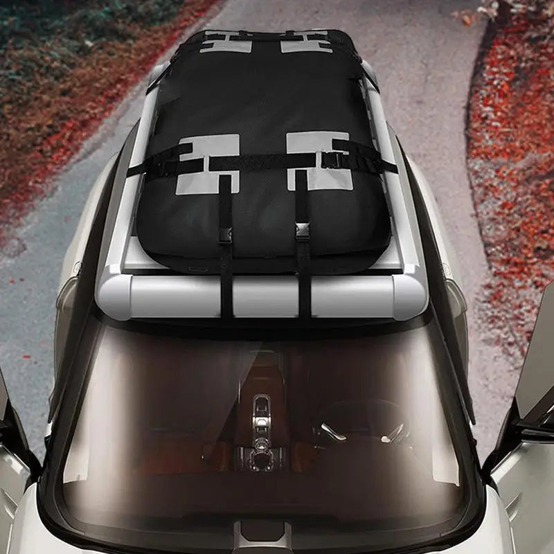 Rooftop Cargo Carrier Bag, 15 cu ft Waterproof 600D Oxford Roof Bag with 10 Straps, Foldable, Optional Anti Slip Mat