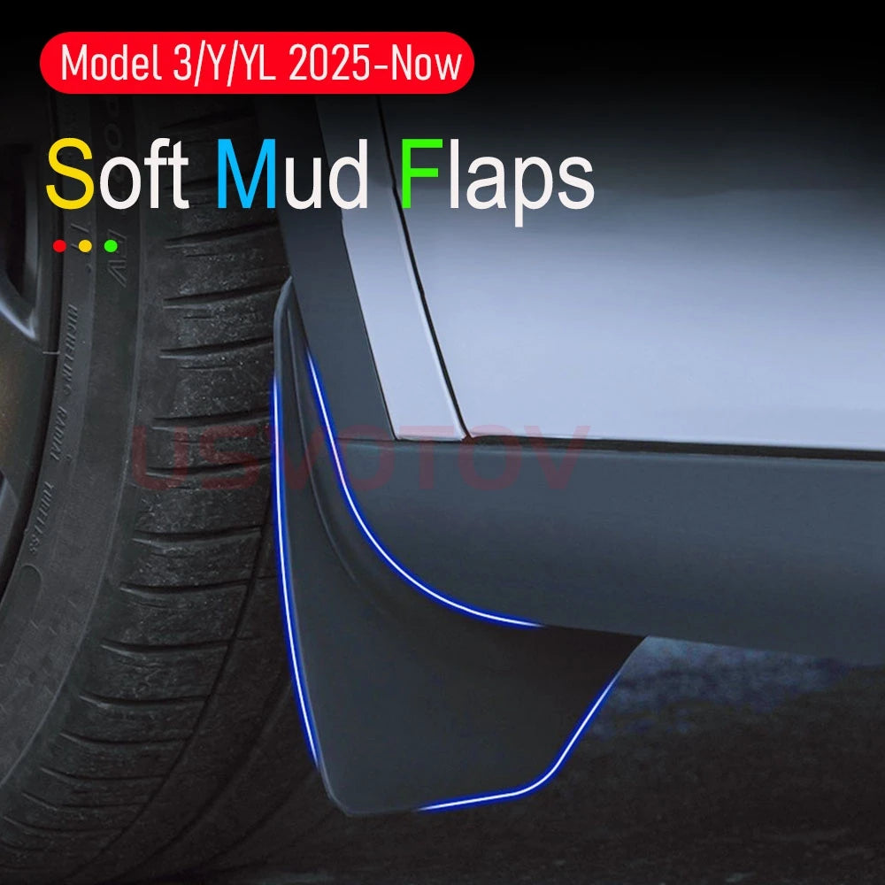 Mud Flaps for Tesla Model Y and Model 3, 6 Versions Including Model Y Juniper 2025+, Model 3 Highland 2024+ and Model Y L