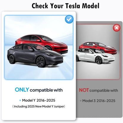 Windshield Sun Shade for Tesla Model Y 2020-2024 and Juniper 2025, Honeycomb Heat Insulation Layer, Foldable with Storage Bag