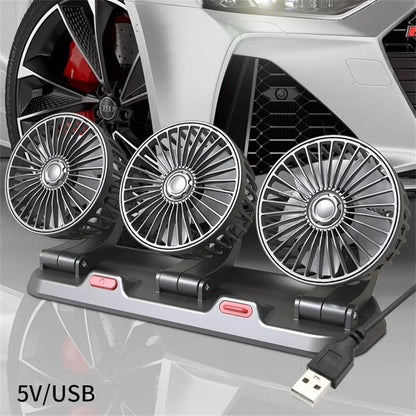 Car Cooling Fan with 1, 2 or 3 Adjustable Heads, 360 Degree Dashboard Fan with 2 Speeds, USB, 12V or 24V Plug