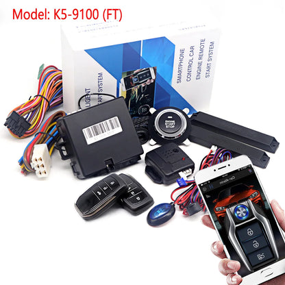 Keyless Entry and Push Button Start Kit with Remote Start and App Control, Aftermarket Car Alarm, Professional Installation Required