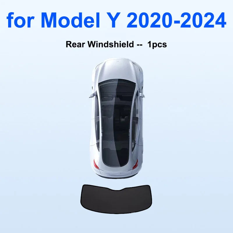 Blackout Sun Shades for Tesla Model Y 2020-2024 and Juniper 2025+, Windshield, Side Window and Full 8-Piece Privacy Sets