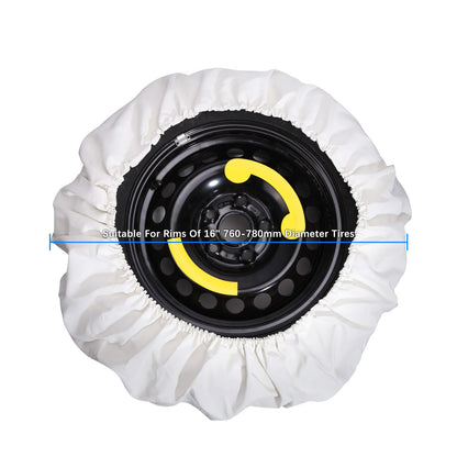 Spare Tire Cover for Jeep Wrangler, 16 in White PVC Leather Cover for 29-31 in Tires, Elastic Hem with Quick-Connect Clips
