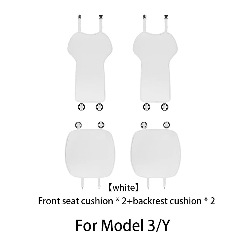 Ice Silk Seat Cushions for Tesla Model 3 and Model Y, Breathable Knit Front or Rear Seat Pads, Black or White