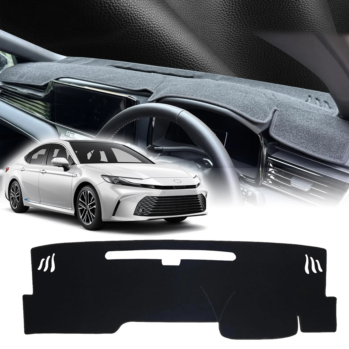 Dashboard Cover for Toyota Camry 2025-2027 (XV80), Flannel, Leather or Polyester Dash Mat, With or Without HUD