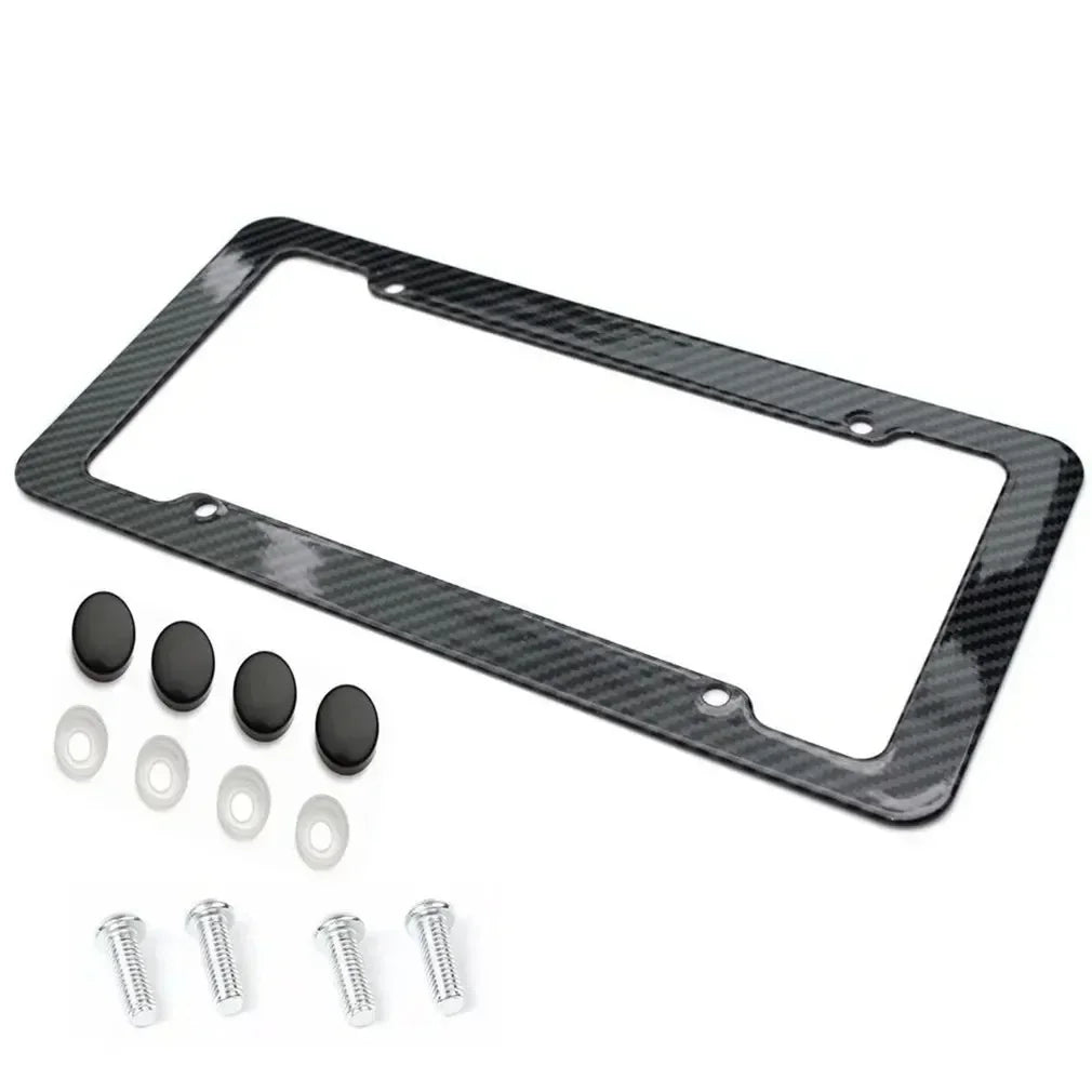 Carbon fiber pattern license plate frame with screw kit