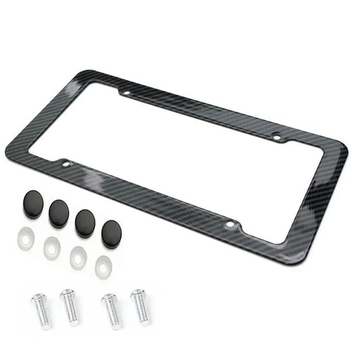 Carbon fiber pattern license plate frame with screw kit