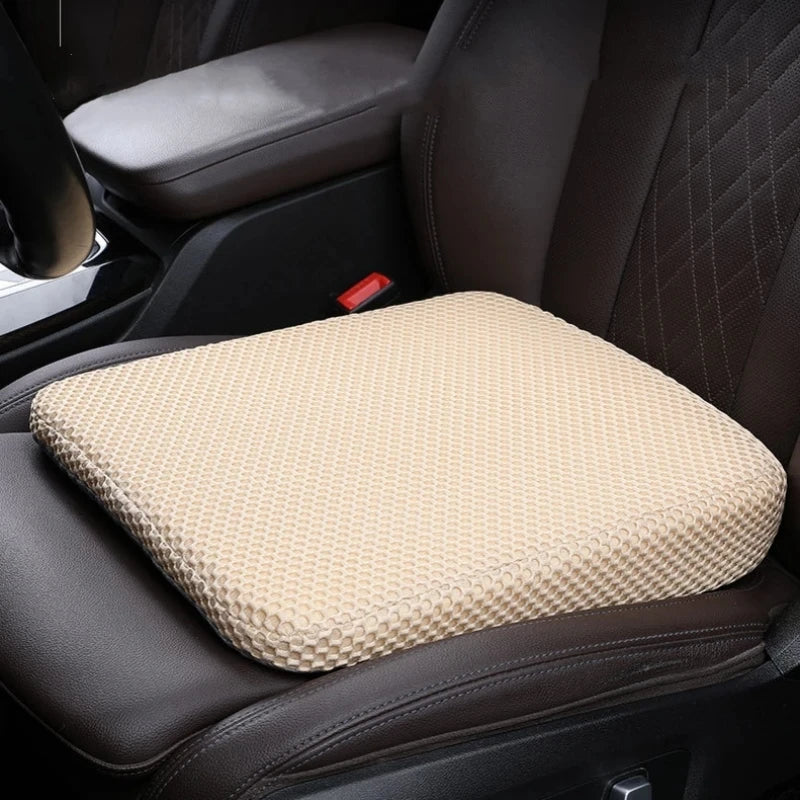 Car Seat Height Booster Cushion, Thick Memory Foam Wedge Pad with Anti-Slip Base, Levels Sloped Seats, Black or Beige