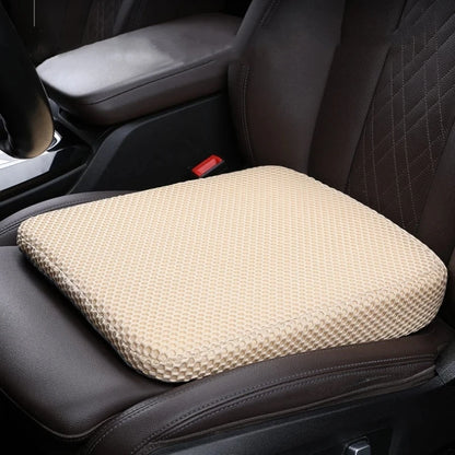 Car Seat Height Booster Cushion, Thick Memory Foam Wedge Pad with Anti-Slip Base, Levels Sloped Seats, Black or Beige
