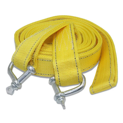 8 Ton Tow Strap with U Shackles, 5 m (16.4 ft) High Strength Polyester Recovery Strap, Reflective Blue or Yellow