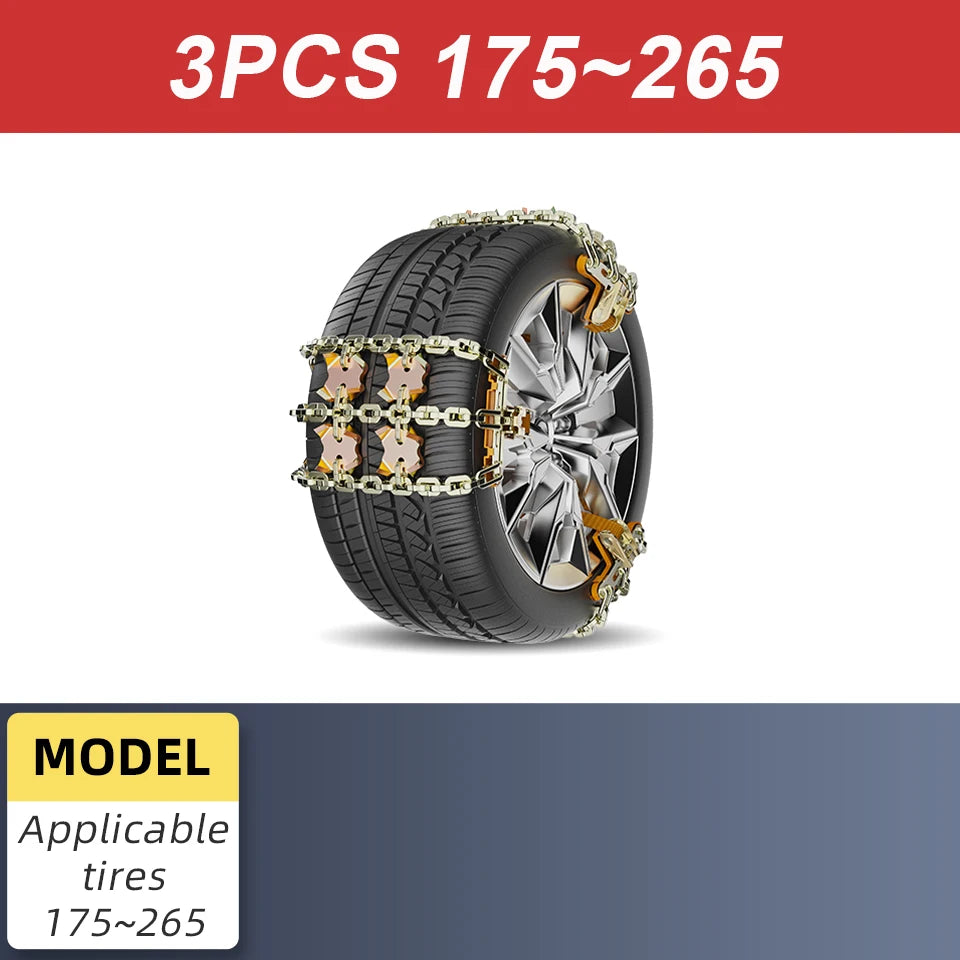 Set of 3 snow chain straps for one tire