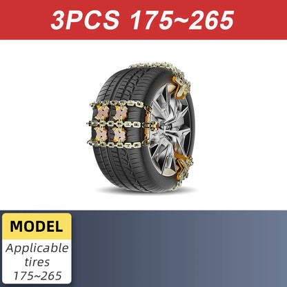 Set of 3 snow chain straps for one tire