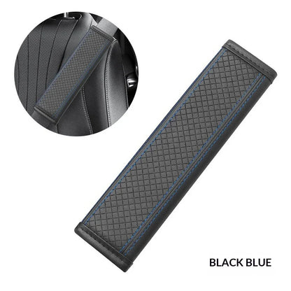 Soft-Touch PU Leather Seat Belt Shoulder Cover for Adults, Perforated Snap-On Pad for Neck Comfort, 1 Piece, 4 Styles