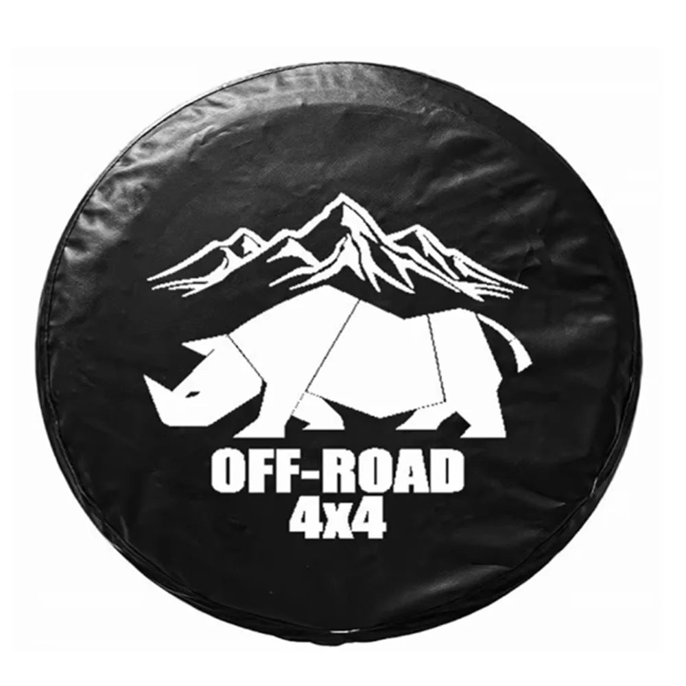Spare Tire Cover for Jeep Wrangler, 4x4 Mountain PU Leather, No Camera Hole, 14 to 18 in, 20 Lettered Designs