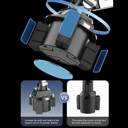 Cup Holder Phone and Tablet Mount with Long Adjustable Arm, 360 Degree Ball Joint, Fits 4 to 12.9 Inch Phones and Tablets
