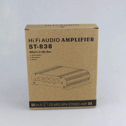 Retail box of the ST-838 Hi-Fi audio amplifier