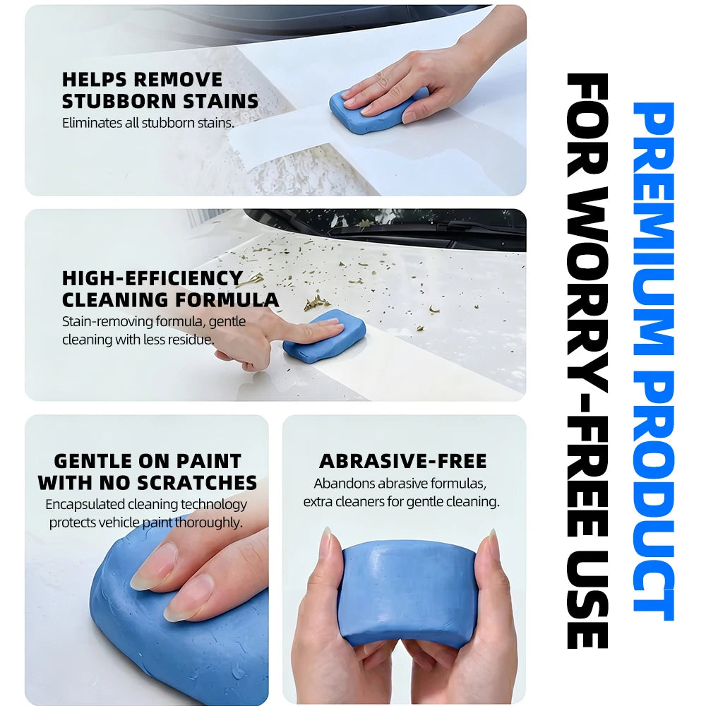 Car Detailing Clay, 400 g or 500 g in a PVC Storage Box, for Paint, Glass, Headlights, Wheels and Chrome