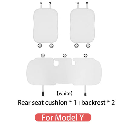 Ice Silk Seat Cushions for Tesla Model 3 and Model Y, Breathable Knit Front or Rear Seat Pads, Black or White
