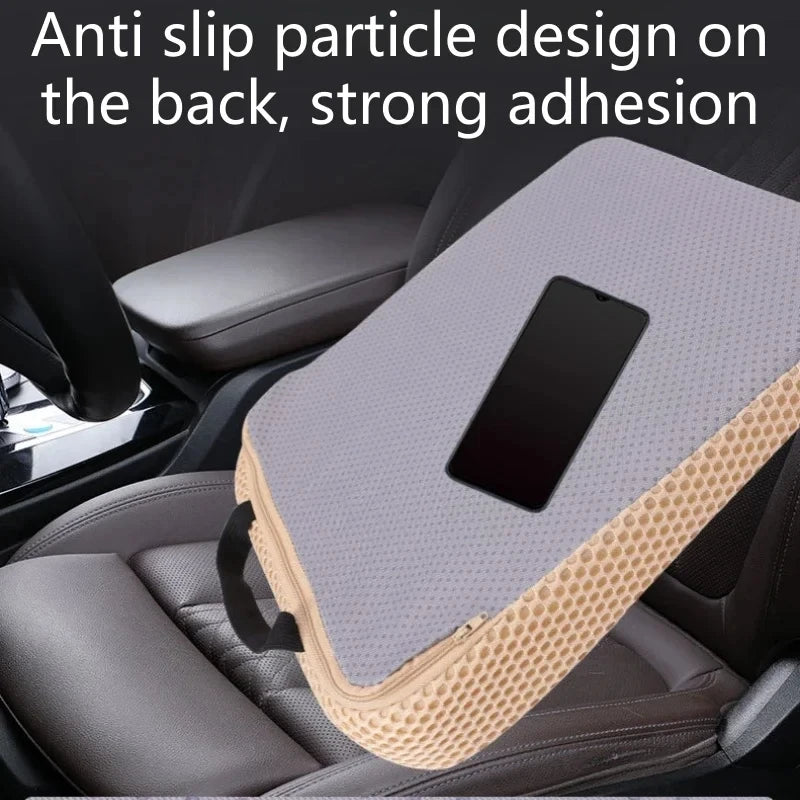 Car Seat Height Booster Cushion, Thick Memory Foam Wedge Pad with Anti-Slip Base, Levels Sloped Seats, Black or Beige