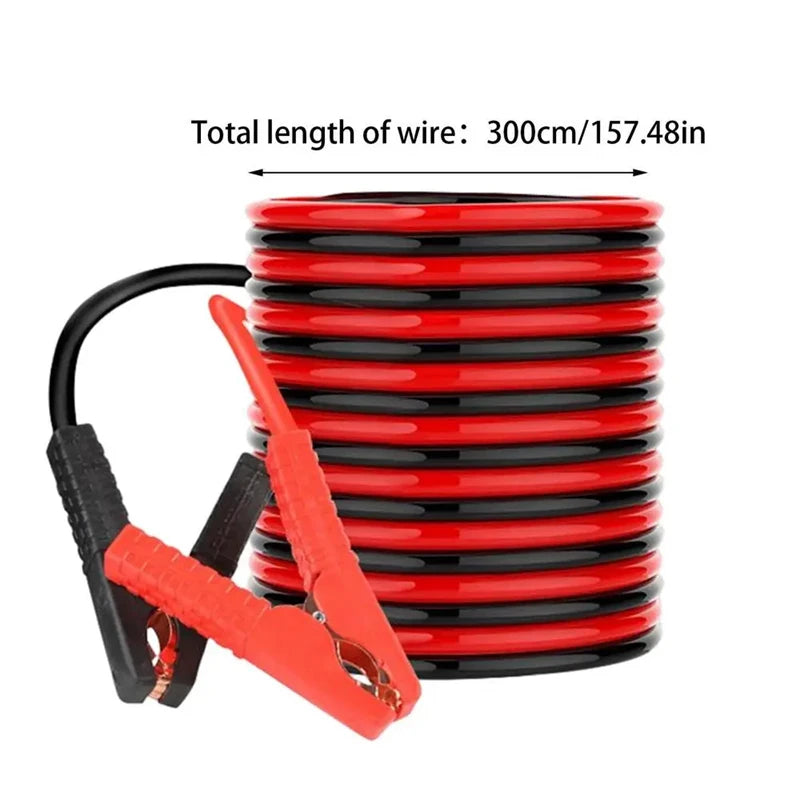 Car Jumper Cables with Alligator Clamps, Copper Booster Cables, 3 m (9.8 ft) or 4 m (13.1 ft), for Cars, Motorcycles, Mowers and Boats