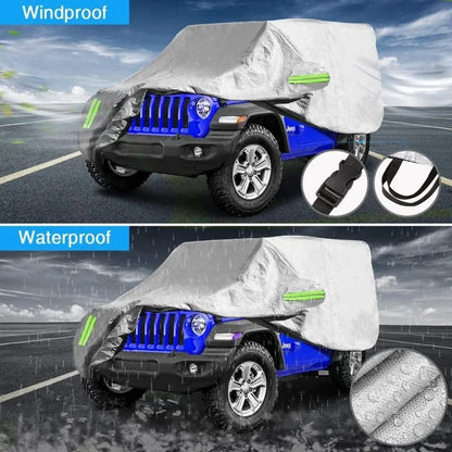 Full Car Cover for Jeep Wrangler JL 2018-2019, JK, TJ, YJ and CJ, Silver or Black 190T Polyester, Choose 2-Door or 4-Door Size