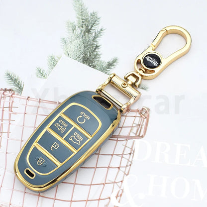 Key Fob Cover for Hyundai 5-Button Keys, Soft TPU Case with Embossed Button Icons for Tucson (NX4), Santa Fe and Nexo, Cover or Set