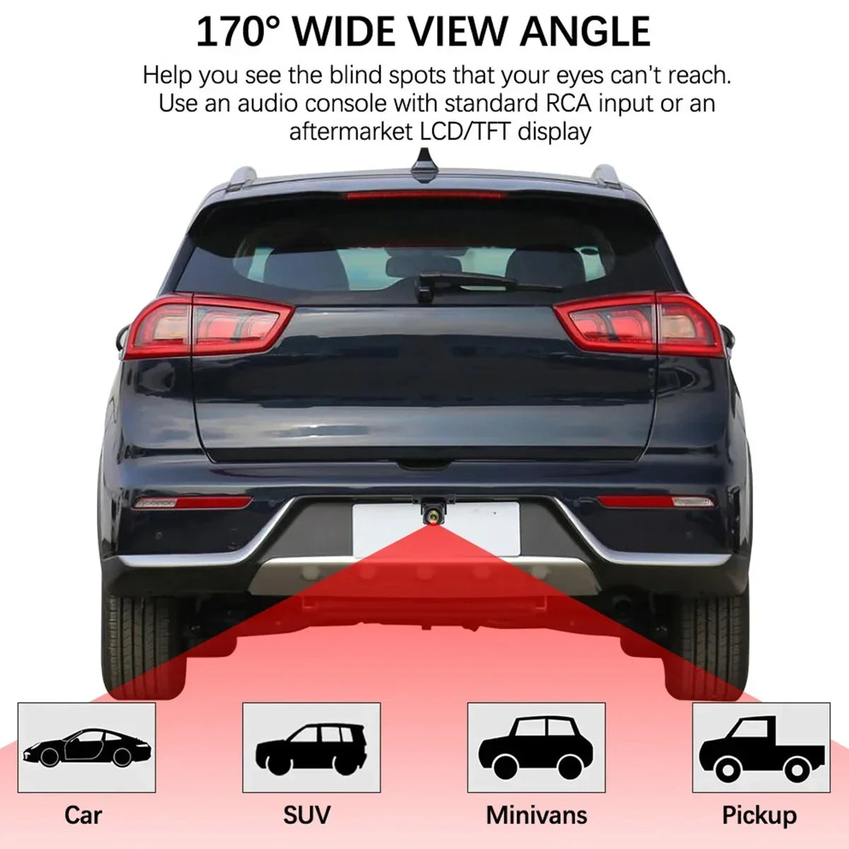 170 degree wide viewing angle behind a car