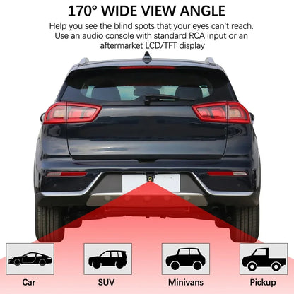 170 degree wide viewing angle behind a car