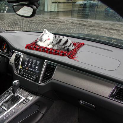 Plush Sleeping Kitten Dashboard Ornament, Lifelike Cat Doll for the Car, Desk or Shelf, 4 Colors