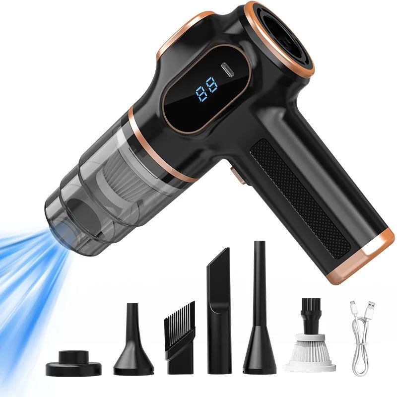 Wireless Handheld Car Vacuum, 3 in 1 Suction, Blowing and Air Extraction, Rechargeable USB-C, for Car Interiors and Home