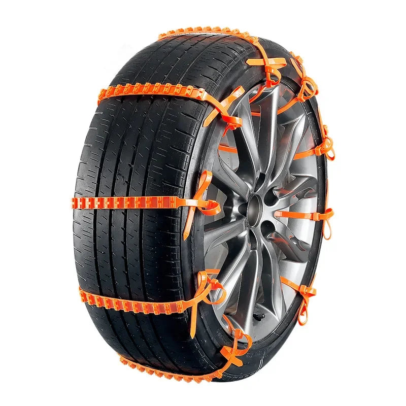 Nylon ties wrapped around a tire