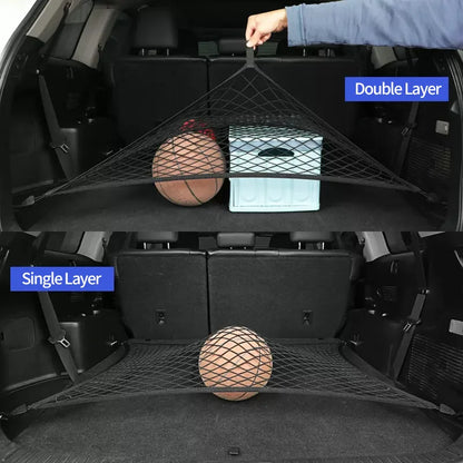 Cargo Net for Toyota RAV4 2019-2023 (XA50), 27.6 x 27.6 in Elastic Nylon Trunk Net with 4 Hooks, Single or Double Layer