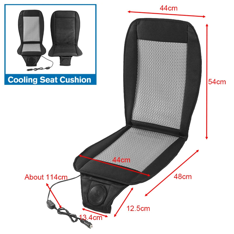 12V Cooling Car Seat Cushion with 8 Fans, 3D Mesh Ventilated Seat Pad for Front Seats, 2 Speeds, Plugs into Lighter Socket